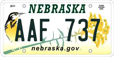 NE license plate AAF737