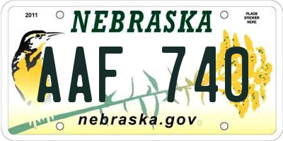 NE license plate AAF740