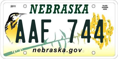 NE license plate AAF744