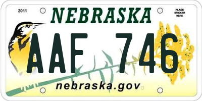 NE license plate AAF746