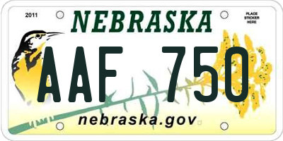 NE license plate AAF750