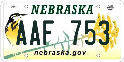 NE license plate AAF753