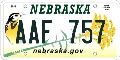 NE license plate AAF757