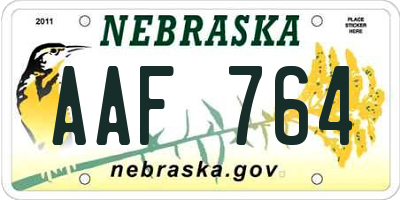 NE license plate AAF764
