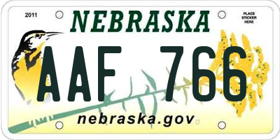 NE license plate AAF766