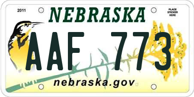 NE license plate AAF773