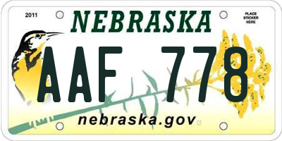 NE license plate AAF778