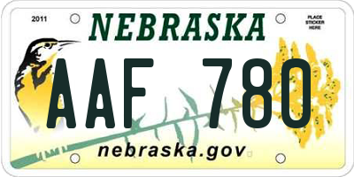 NE license plate AAF780