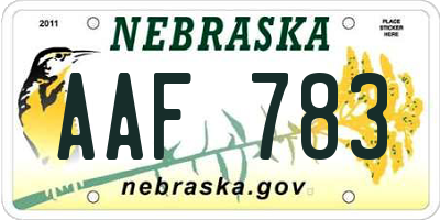 NE license plate AAF783