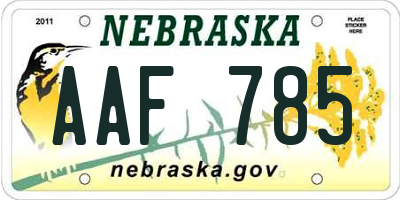 NE license plate AAF785