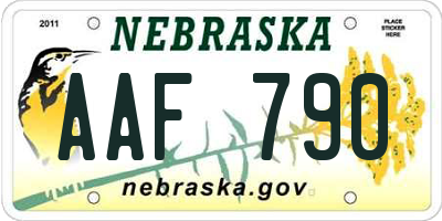 NE license plate AAF790