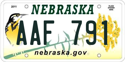 NE license plate AAF791