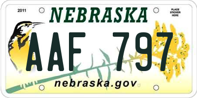 NE license plate AAF797