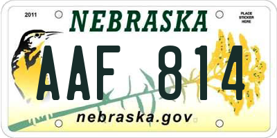 NE license plate AAF814