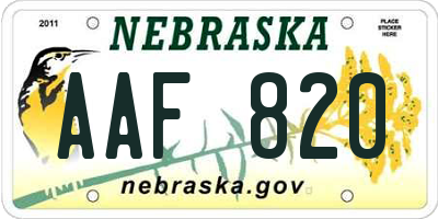 NE license plate AAF820