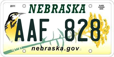 NE license plate AAF828