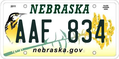 NE license plate AAF834
