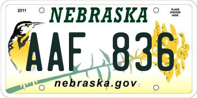 NE license plate AAF836