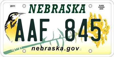 NE license plate AAF845