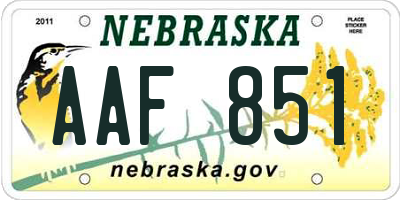 NE license plate AAF851