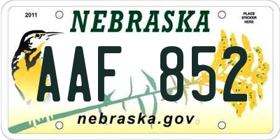 NE license plate AAF852