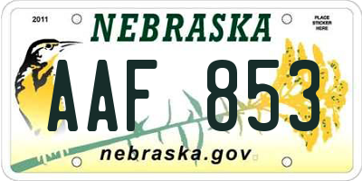 NE license plate AAF853