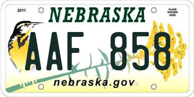 NE license plate AAF858