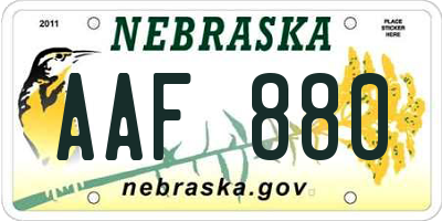 NE license plate AAF880