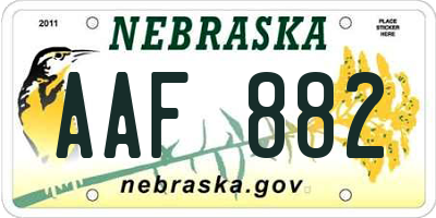 NE license plate AAF882