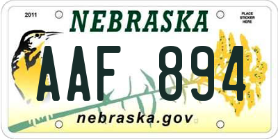 NE license plate AAF894