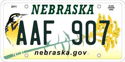 NE license plate AAF907