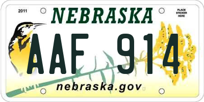 NE license plate AAF914