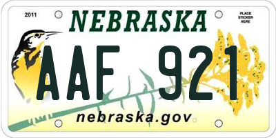 NE license plate AAF921