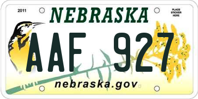 NE license plate AAF927