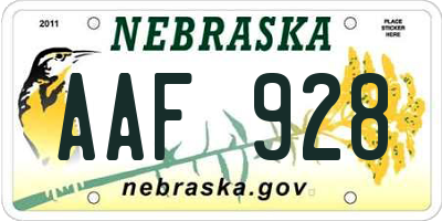 NE license plate AAF928