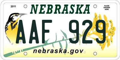 NE license plate AAF929