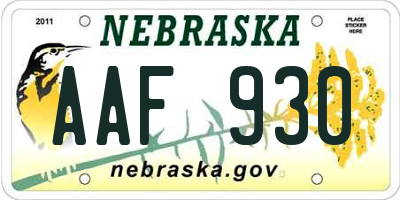NE license plate AAF930