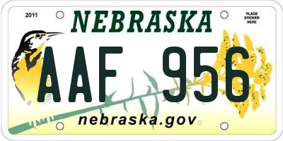 NE license plate AAF956