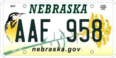 NE license plate AAF958