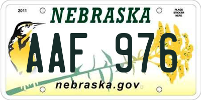 NE license plate AAF976