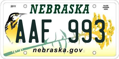 NE license plate AAF993