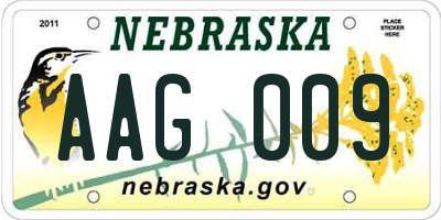 NE license plate AAG009