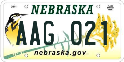 NE license plate AAG021