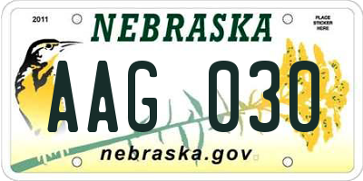 NE license plate AAG030