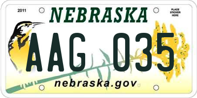 NE license plate AAG035