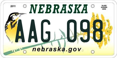 NE license plate AAG098