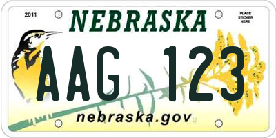 NE license plate AAG123