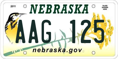 NE license plate AAG125