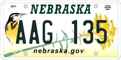 NE license plate AAG135