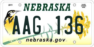 NE license plate AAG136